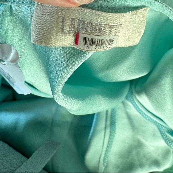Lapointe Satin Halter Gown 4 Seafoam - Picture 8 of 12